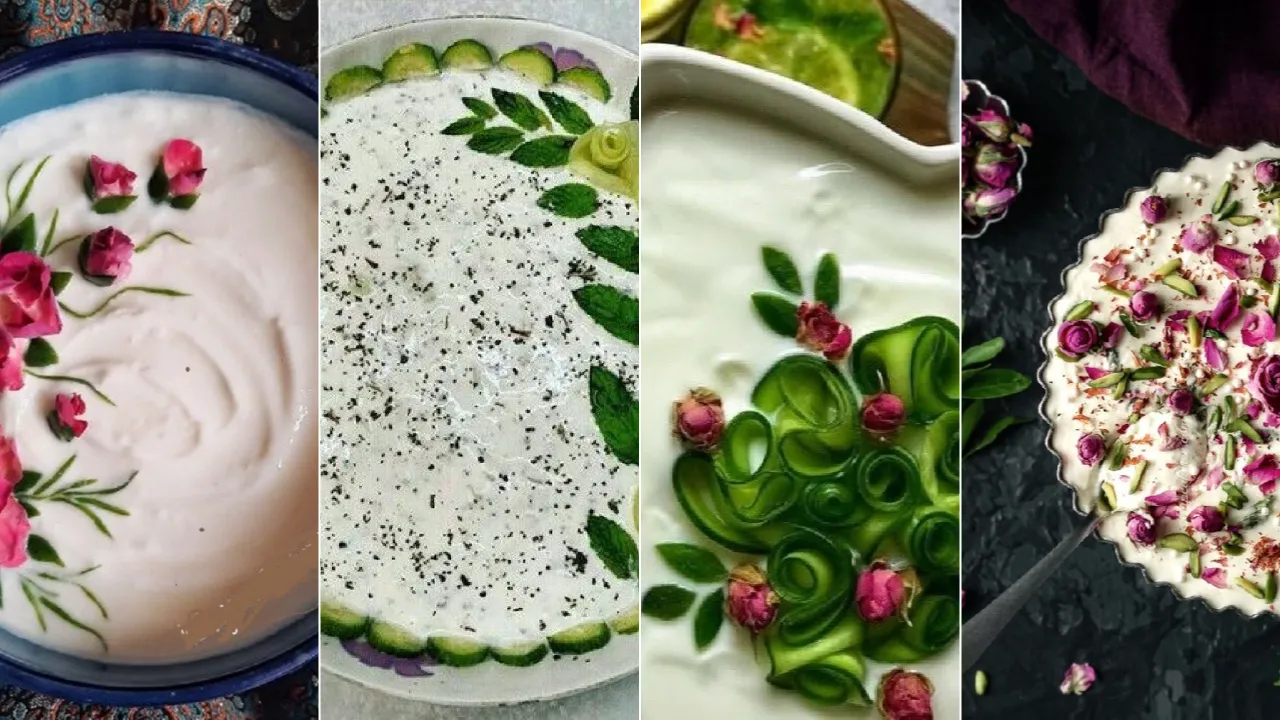 25 مدل تزیین ماست و خیار مجلسی با نعناع گردو و گل محمدی
