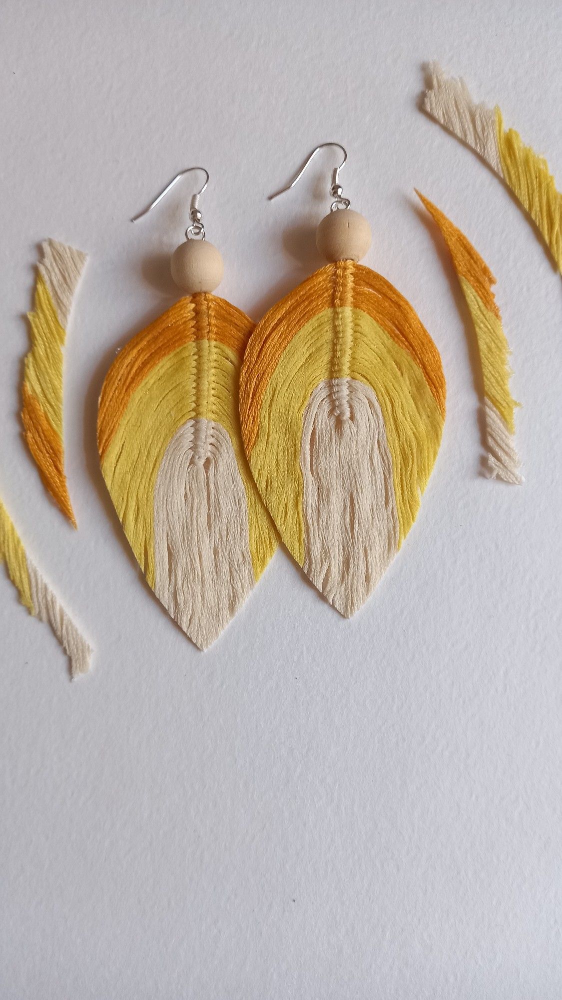 گوشواره چوبی مکرومه