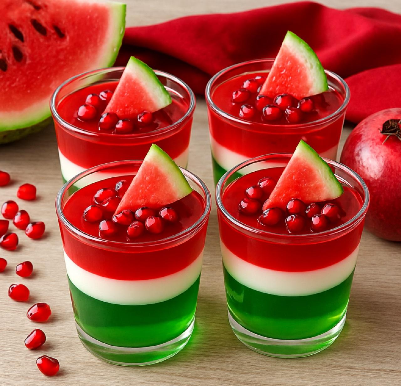 مدل ژله لیوانی سه رنگ یلدایی