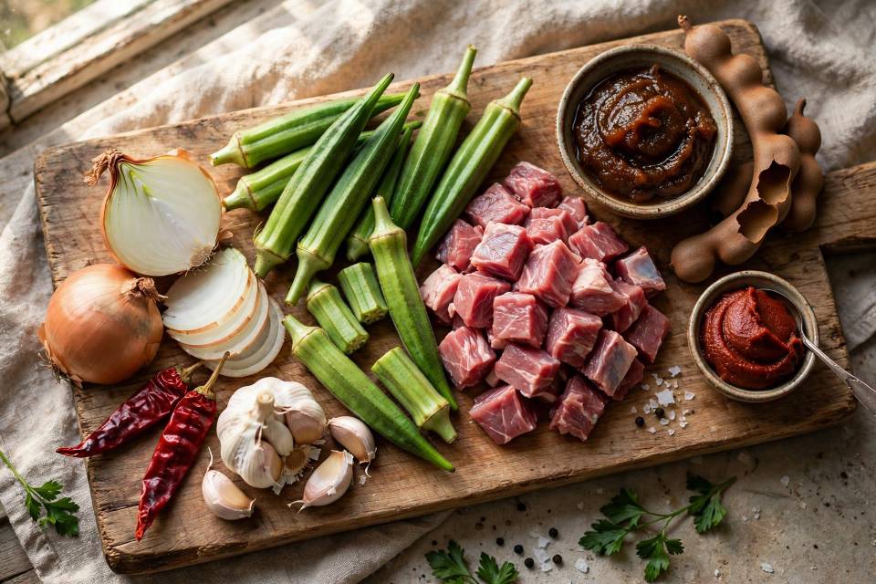 خورشت بامیه اهوازی با بامیه‌های لطیف و سس غلیظ