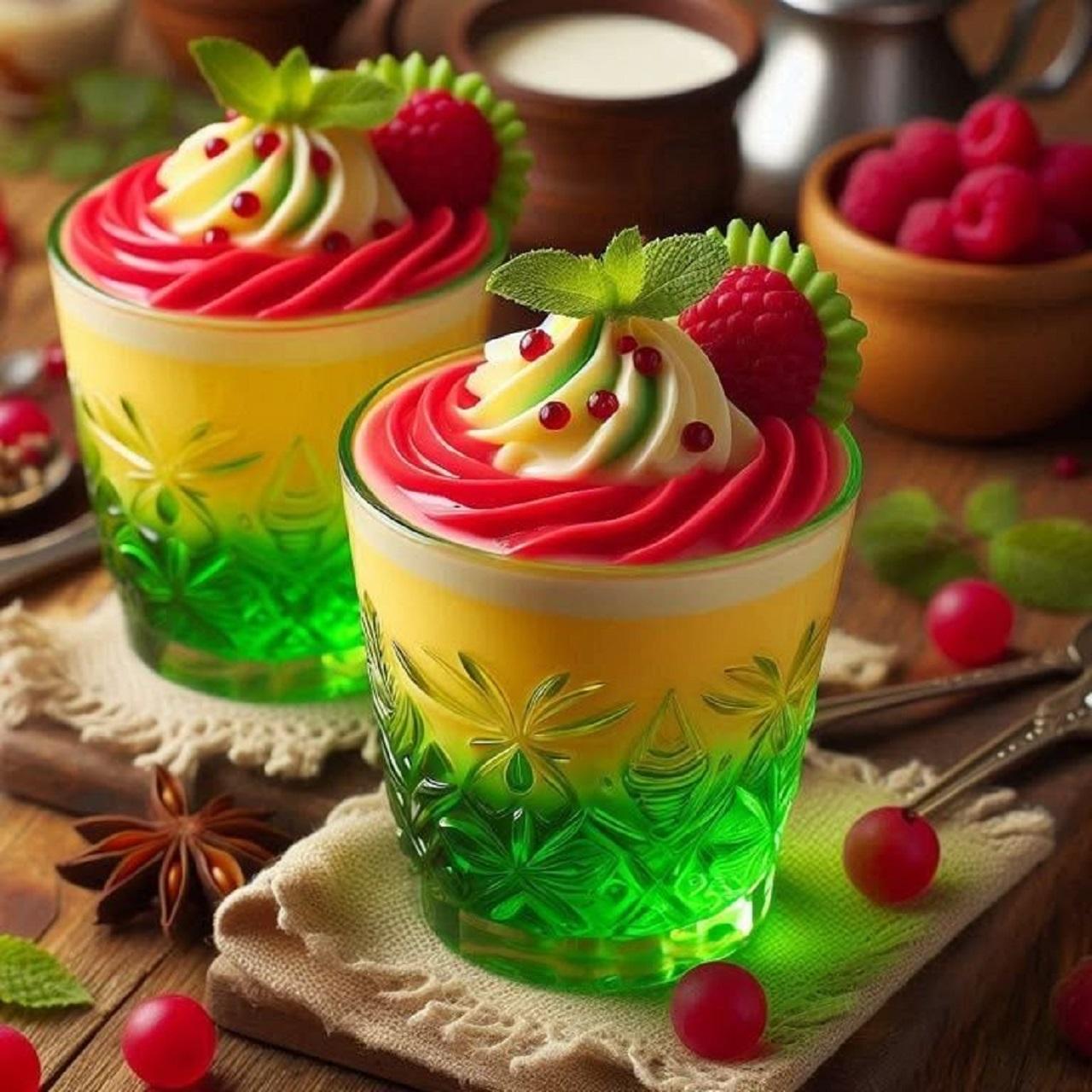 مدل ژله دو رنگ لیوانی برای شب یلدا