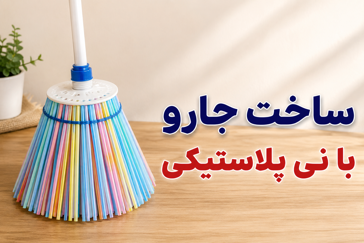 ساخت جارو با نی پلاستیکی