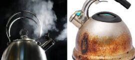 تمیز کردن کتری استیل سوخته