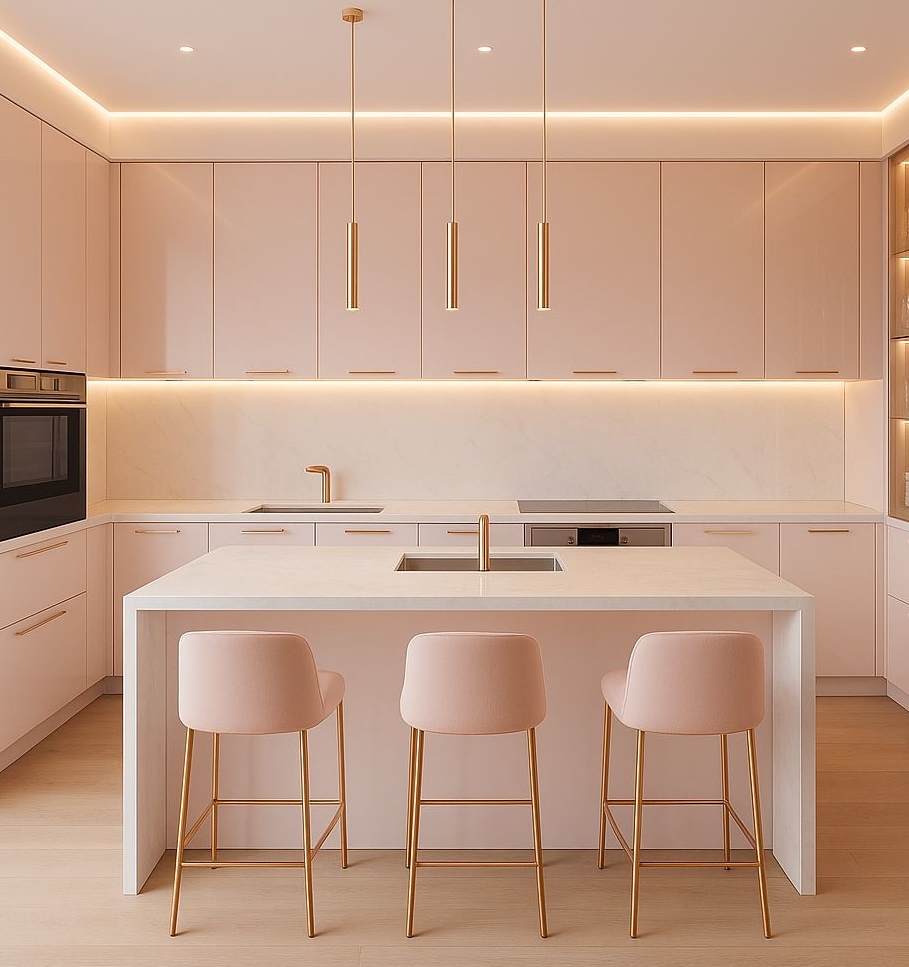 مدل کابینت بژ آشپزخانه مدرن