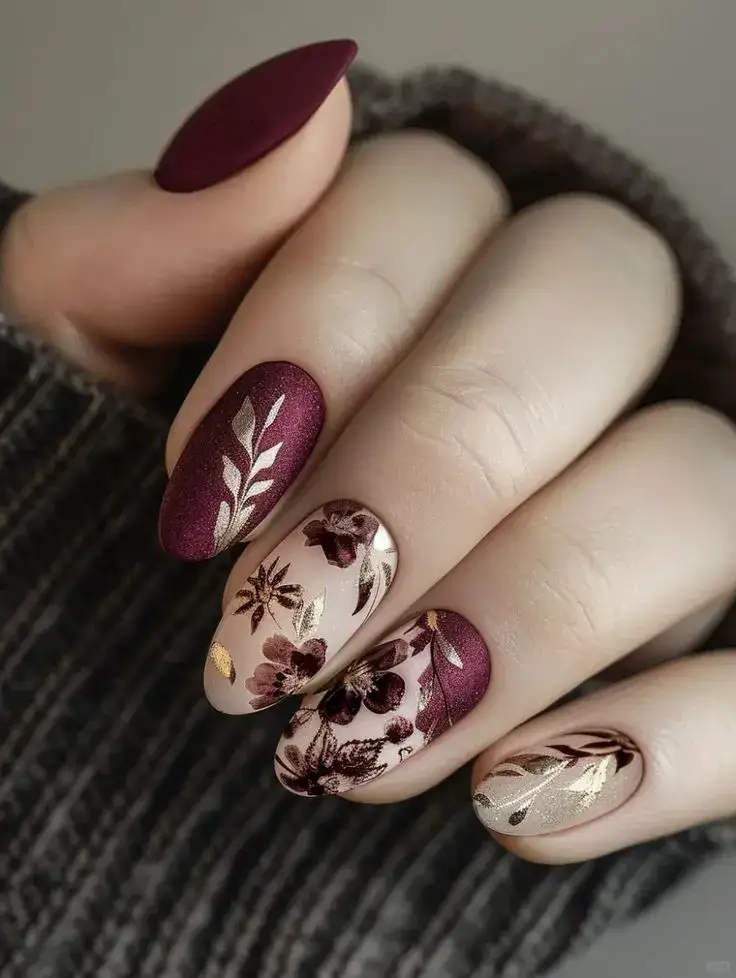 مدل لاک ژل شرابی پاییزی