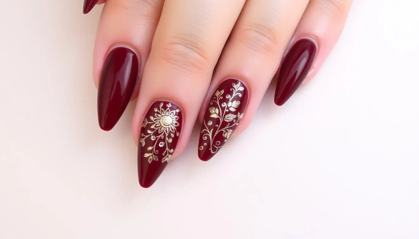 طراحی ترکیبی لاک شرابی و خردلی