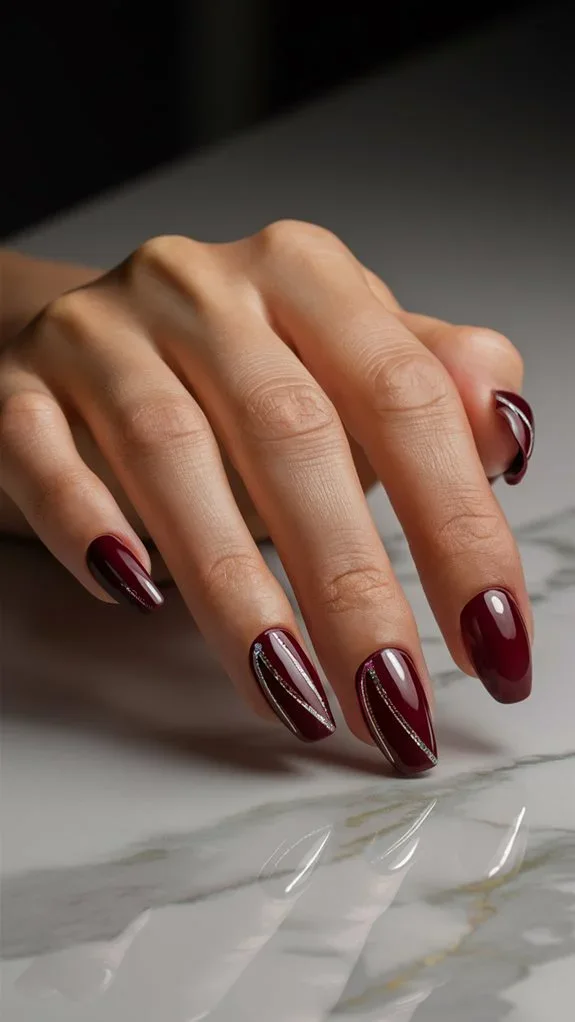 طراحی شیک ناخن با لاک شرابی