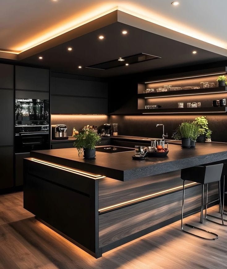 مدل کابینت مشکی آشپزخانه مدرن