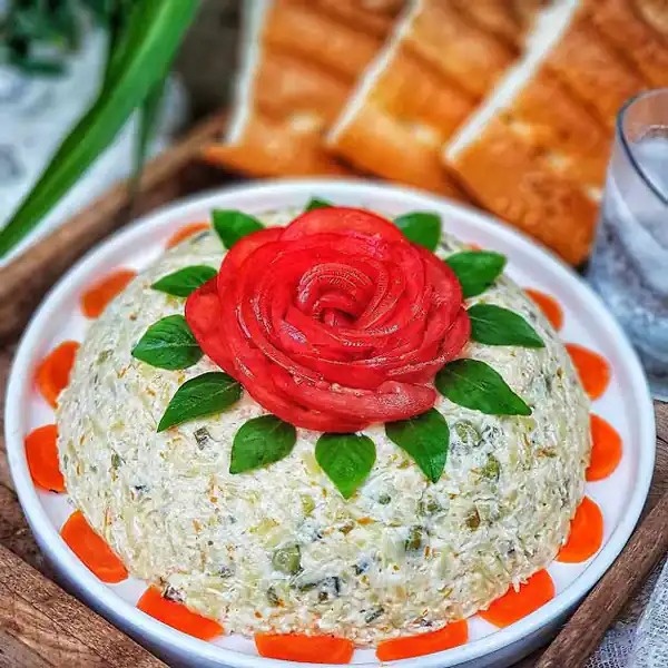 ایده خلاقانه برای تزیین سالاد الویه مجلسی