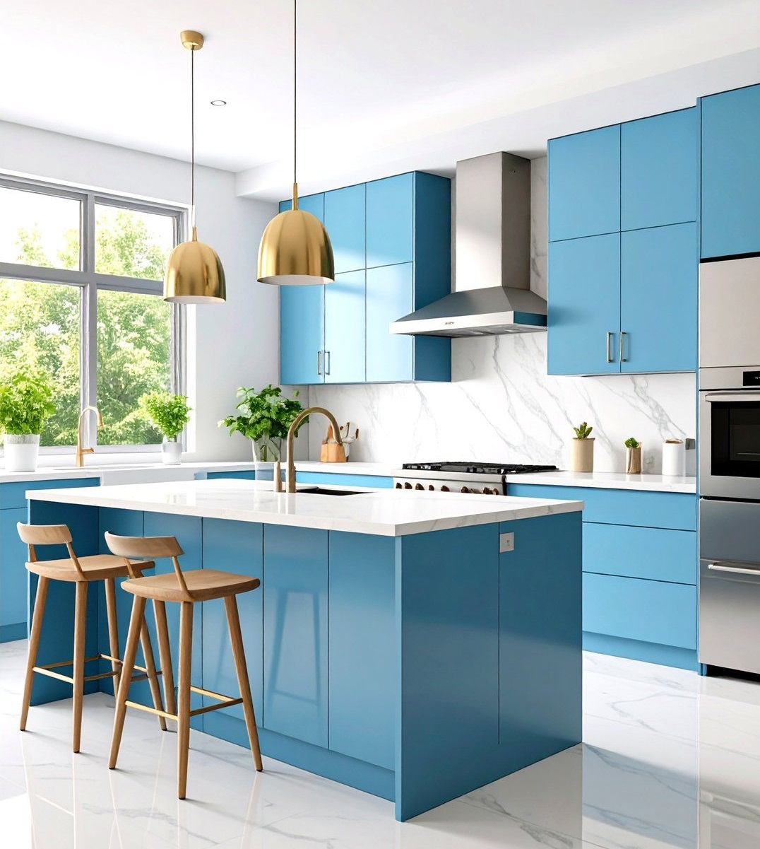 مدل کابینت آبی تیره و مدرن