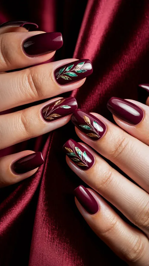 طراحی ظریف ناخن با لاک شرابی