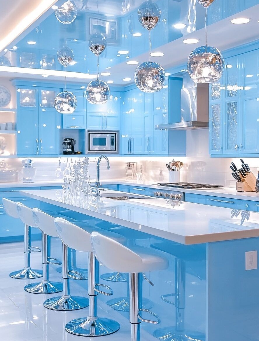 کابینت آبی مدرن آشپزخانه