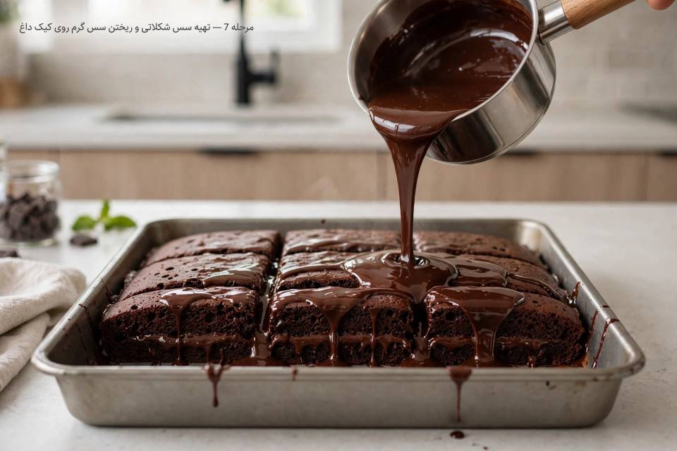 کیک شکلاتی پخته شده برای تهیه کیک خیس