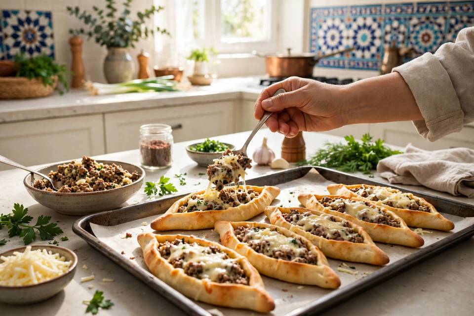 قرار دادن مایه گوشت روی چانتیک پیده
