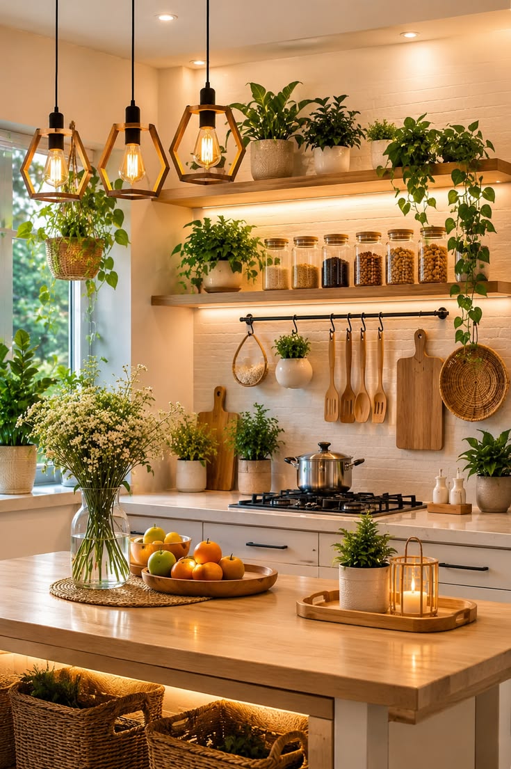 ایده شلف چوبی برای آشپزخانه کوچک و مدرن