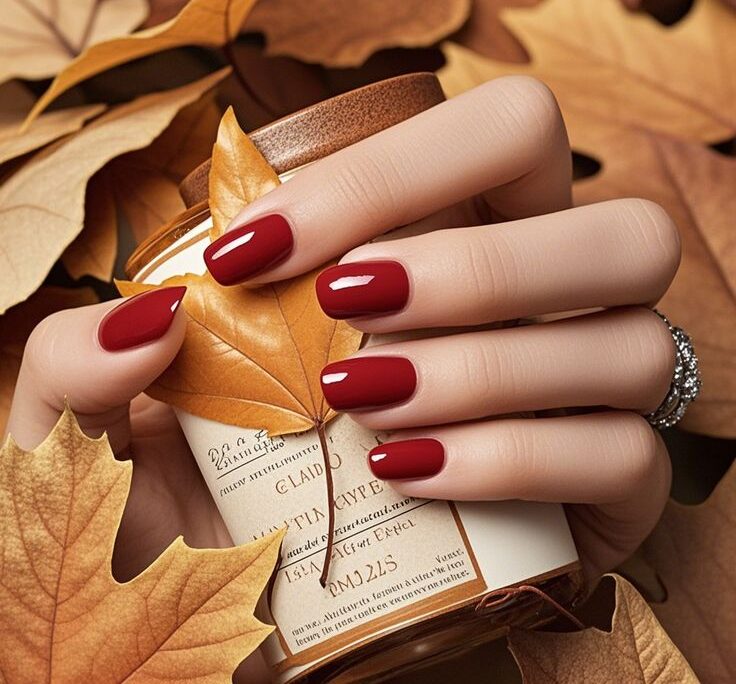 مدل ساده دو رنگ برای ناخن پاییزی