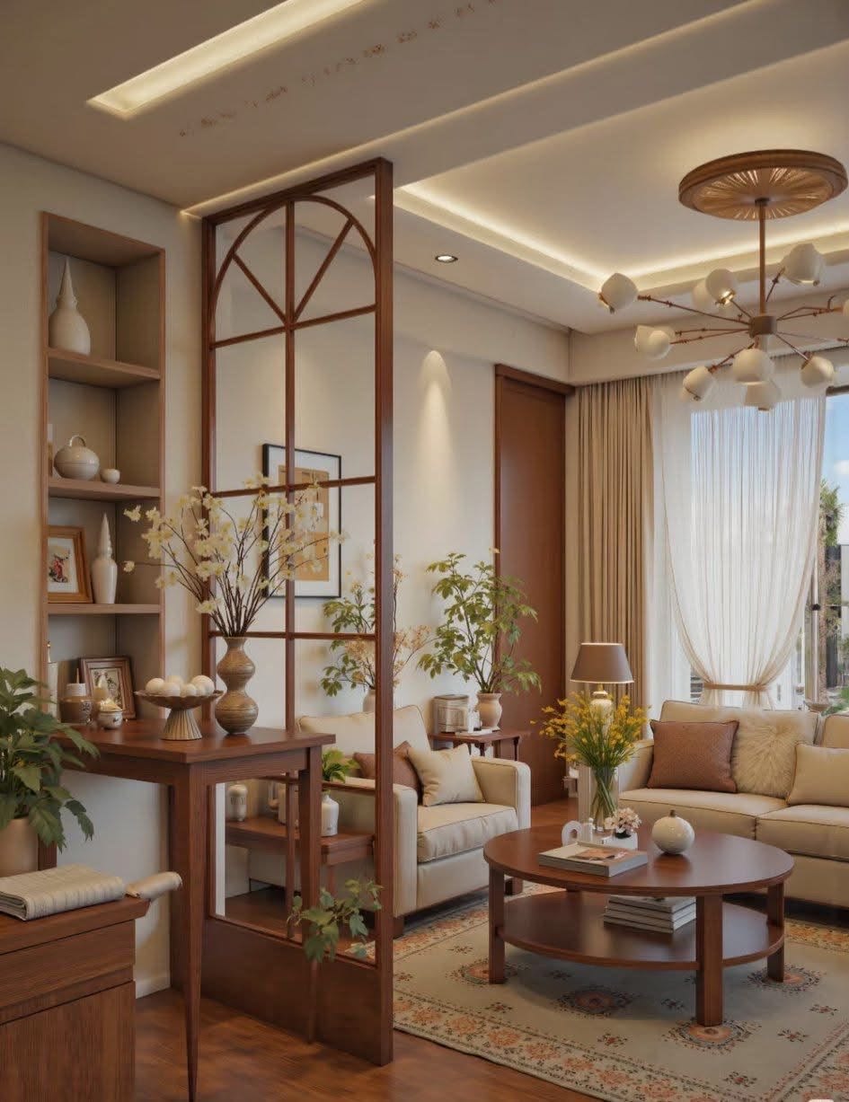 مدل شیک جداکننده چوب و شیشه برای فضای کوچک
