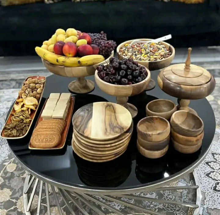 قندان و ظرف چوبی پذیرایی