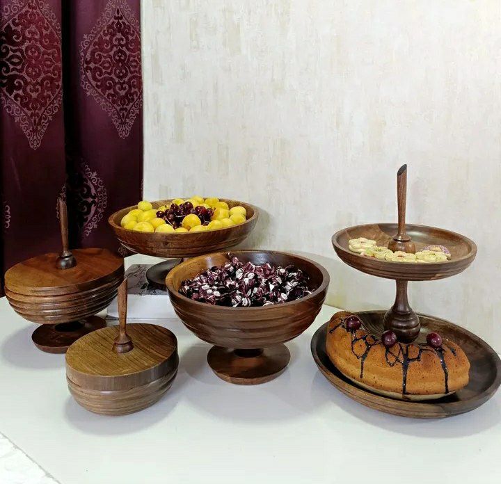 ظروف چوبی با رنگ طبیعی و گرم